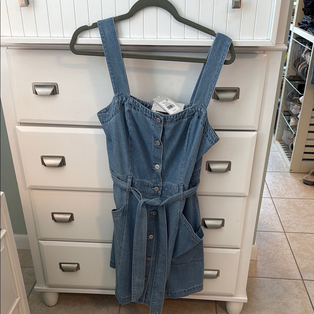 NWT Rails Denim Button-Down Dress with Belt